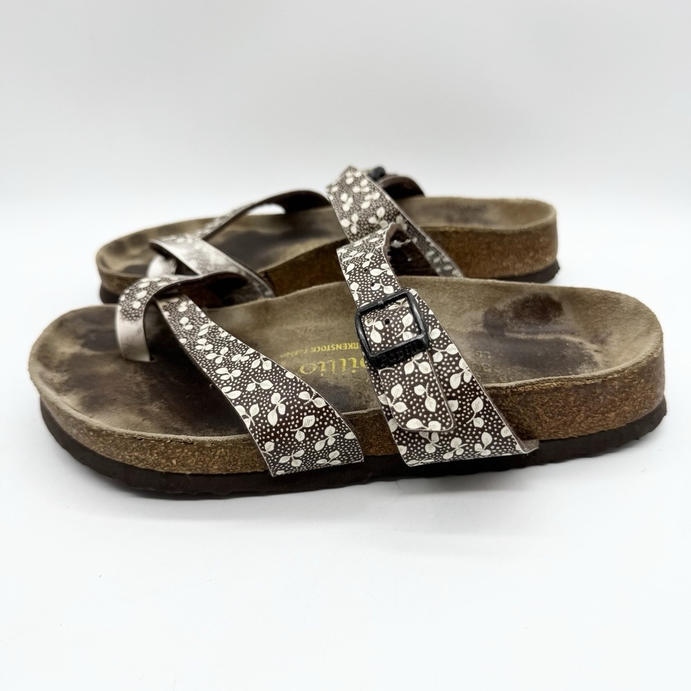 Birkenstock‎ Mayari Toe Loop Sandal Womens Size 38 Birko-Flor Brown Fern Print - Picture 6 of 10